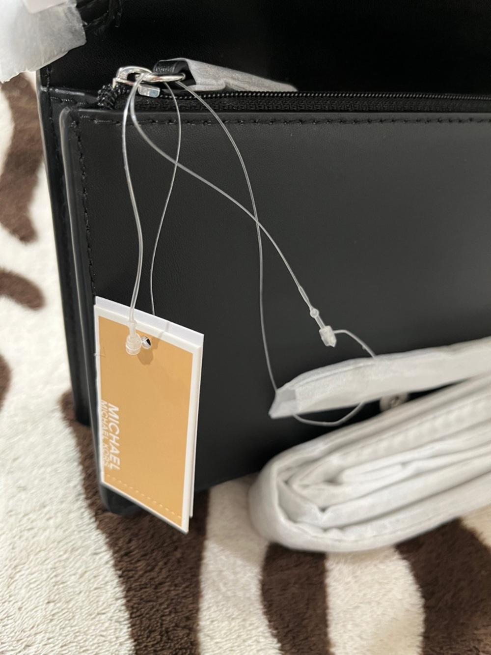 NEW!! Michael Kors Animal Print Jet Set Small Calf Hair Flap Chain Crossbody - Picture 13 of 14